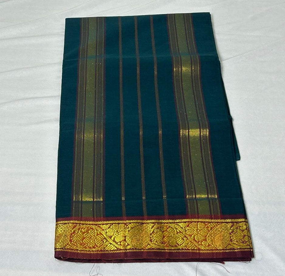 Midnight Teal Cotton Saree (CC101)
