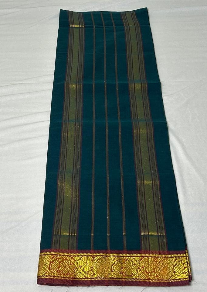 Midnight Teal Cotton Saree (CC101)