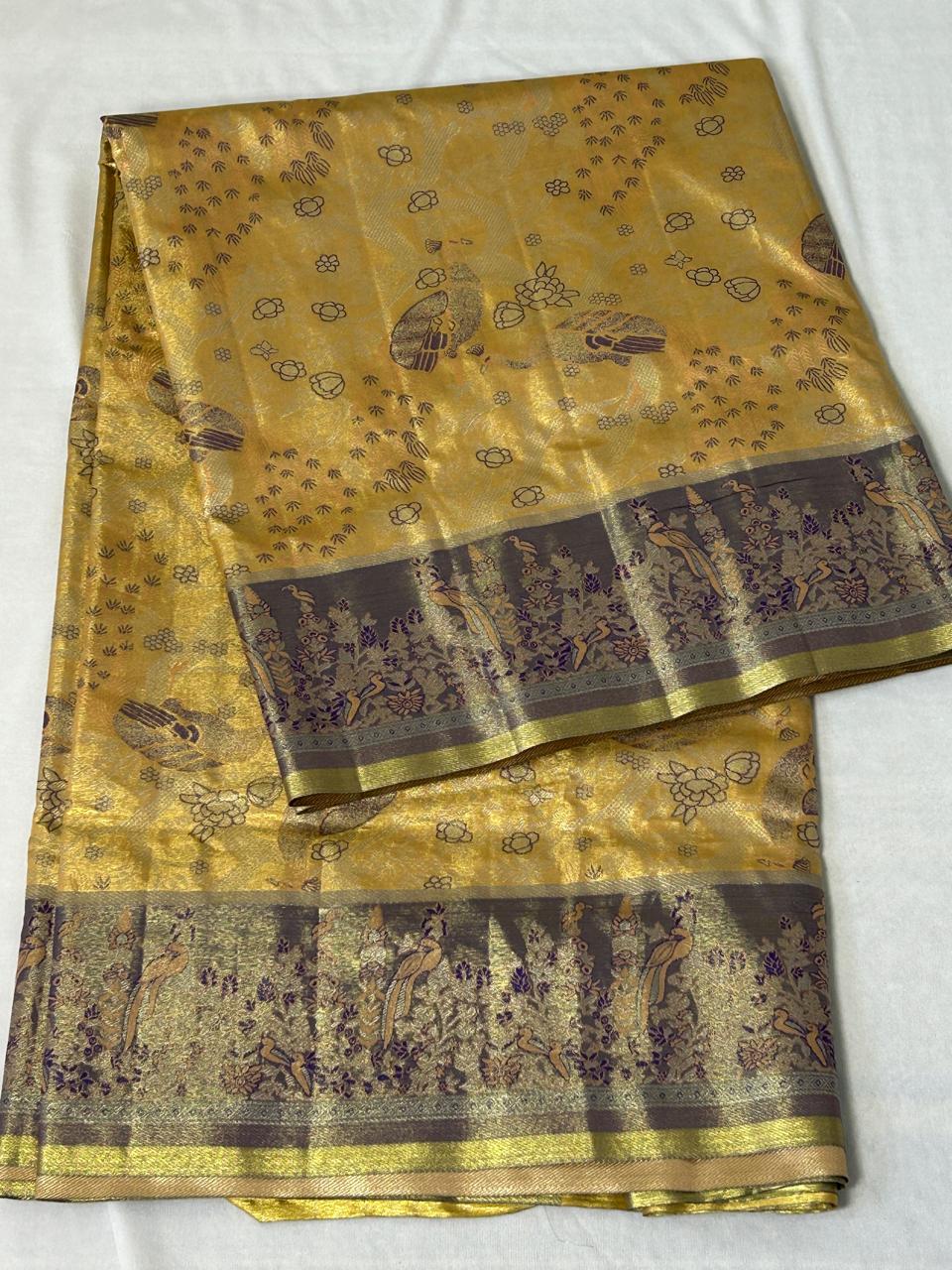 Royal Gold & Purple Designer Semi Silk Saree ( DT104)
