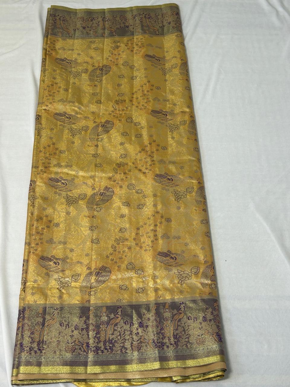 Royal Gold & Purple Designer Semi Silk Saree ( DT104)