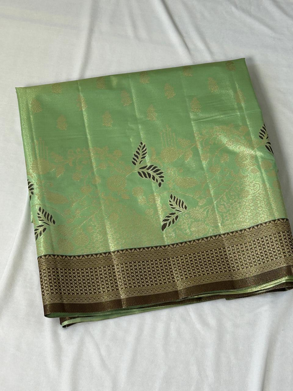 Elegant Mint Green Designer Semi Silk Saree (DT105)