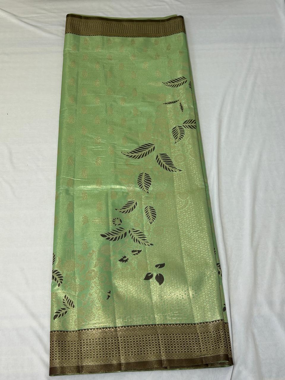 Elegant Mint Green Designer Semi Silk Saree (DT105)