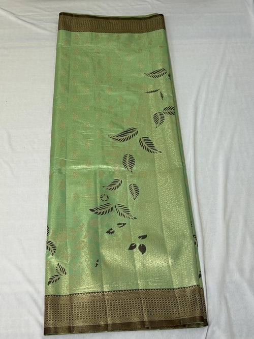 Elegant Mint Green Designer Semi Silk Saree (DT105)