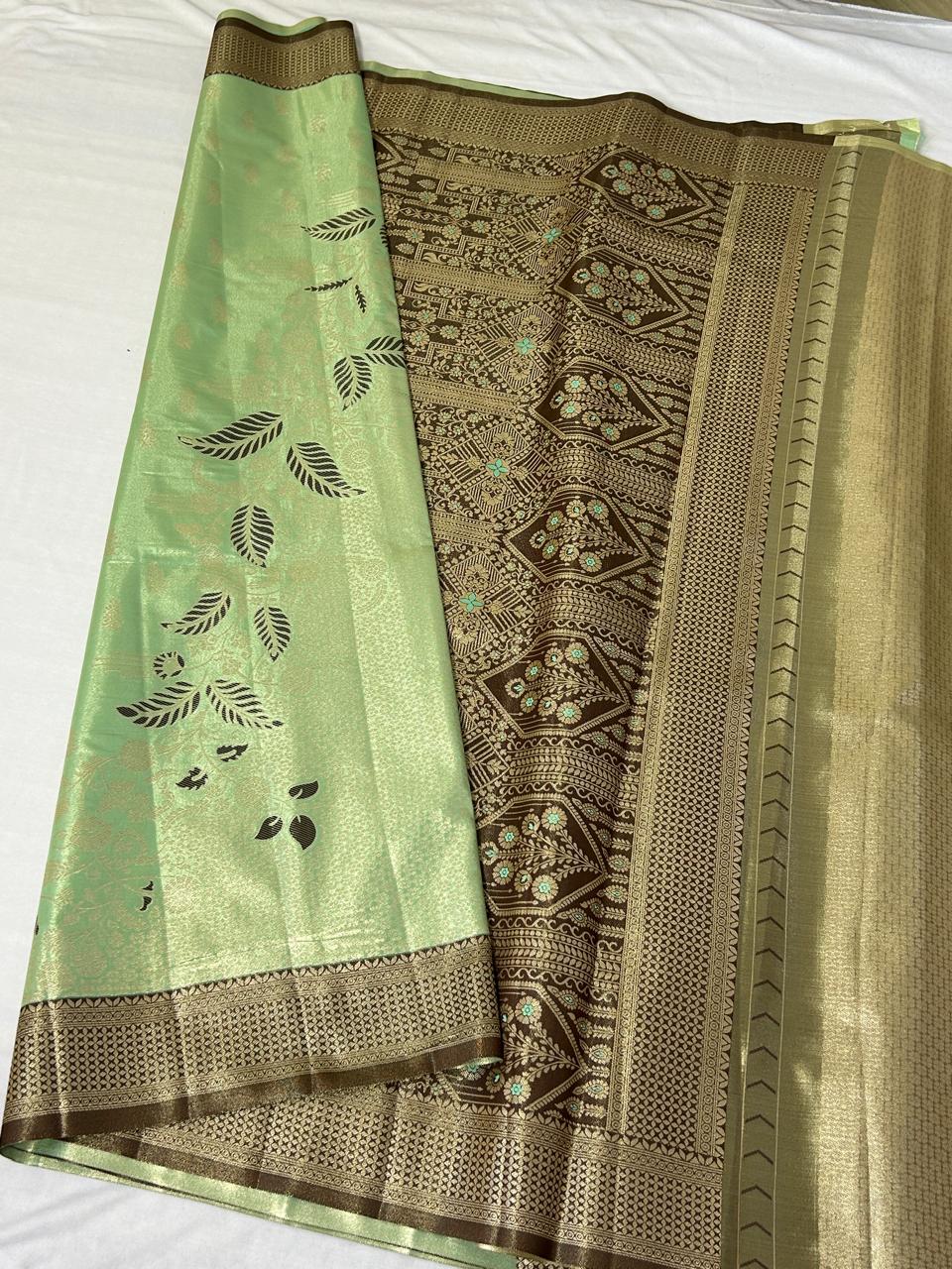 Elegant Mint Green Designer Semi Silk Saree (DT105)
