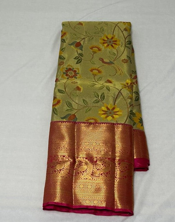 Kanchi Golden Mustard with Floral Contrast Pallu (KB202)