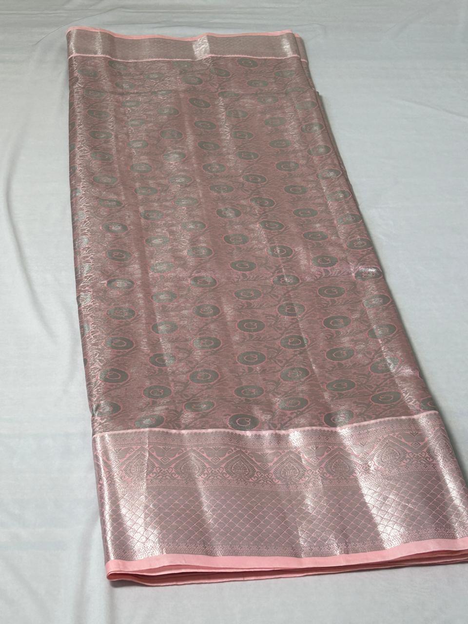 Blush Pink Silver Zari Saree (PZ102)