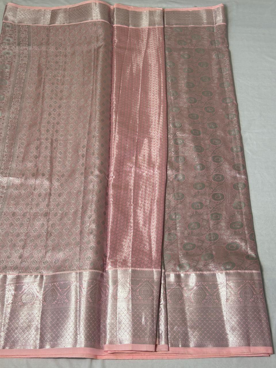 Blush Pink Silver Zari Saree (PZ102)