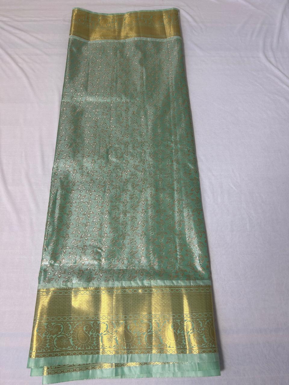 Pastel Aqua Blue Designer Semi Silk Saree (PZ101)