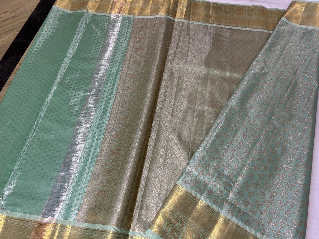 Pastel Aqua Blue Designer Semi Silk Saree (PZ101)